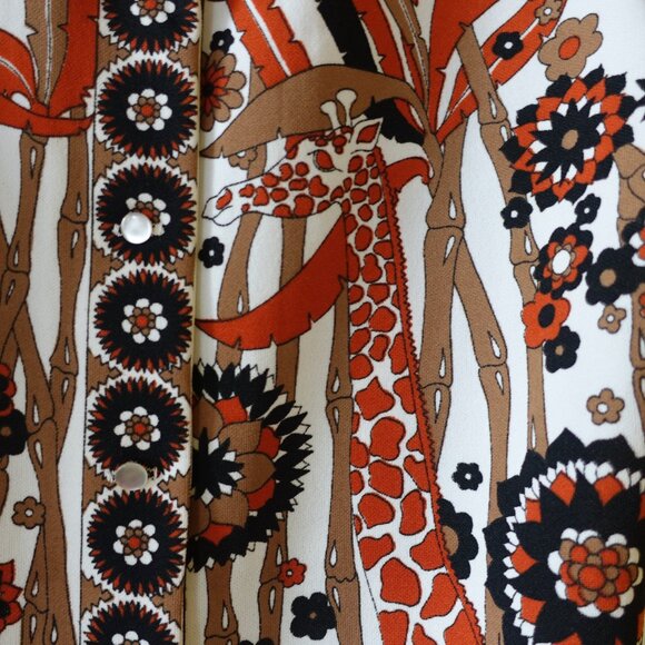 Hamilton Vintage giraffe Safari Animals 70s Shirt Disco Large L LG LRG MED M SM - Picture 4 of 16